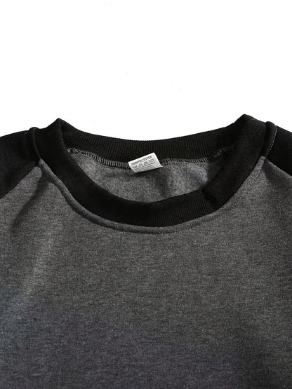 Men's Casual Crew Neck Black Print Sweatshirt for Spring/Fall