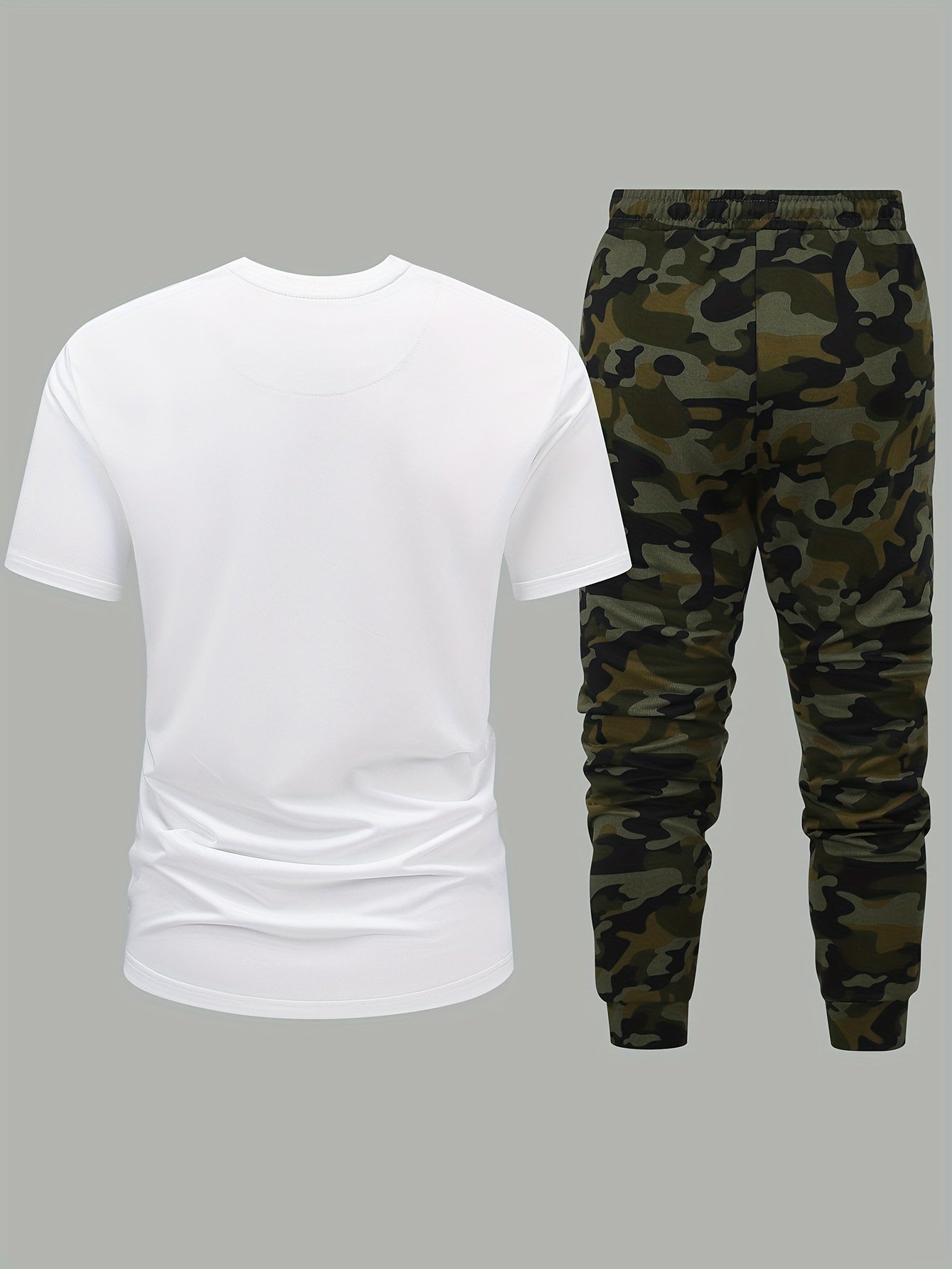 Men'S Camouflage Short Sleeve T-Shirt & Pants Set - Breathable, Quick-Dry Knit Fabric, Casual Style, Regular Fit, Ideal for Outdoor Activities, Hiking, and Fishing, Outdoor Clothing | Casual Style | Comfortable Fit