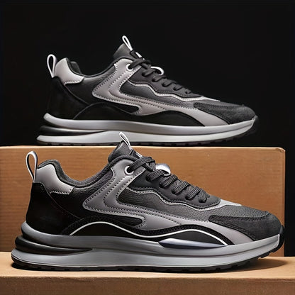 Men'S Lightweight Breathable Sneakers - Black  Gray Low-Top Lace-Up Shoes with Non-Slip PVC Sole, Durable Casual Sneakers for Running, Walking  Casual Attire, Running Shoes
