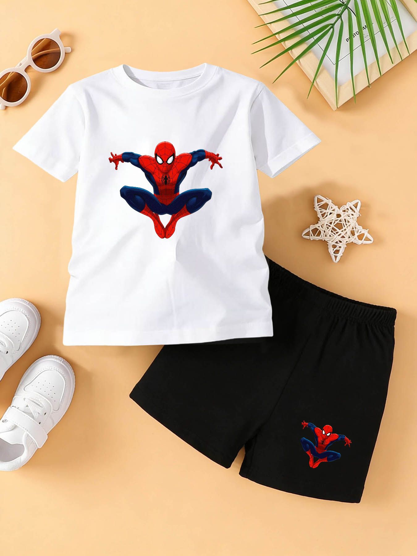Baby Boy Summer Set: Short Sleeve Top & Shorts with Cartoon Prints