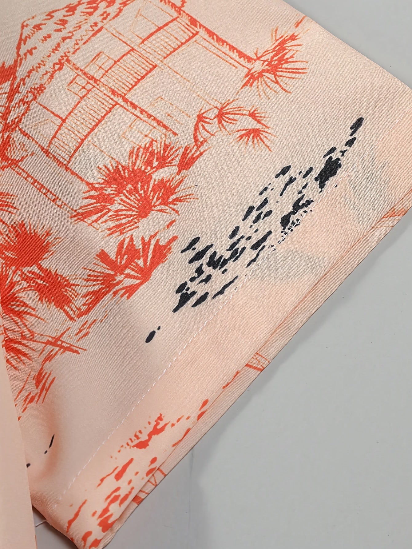 Men's Orange Casual Summer Shirt and Shorts Set