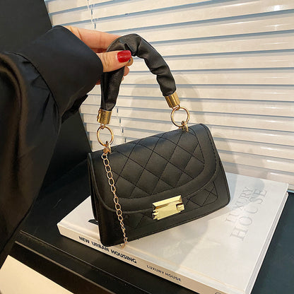 Ladies' Premium Two-Layer Leather Small Square Bag - Featuring a Golden Buckle, Detachable Chain Shoulder Strap, And Lining, an Elegant Gift for Mom Or Girlfriend (Available in Khaki, White, Purple, Green, And Black)