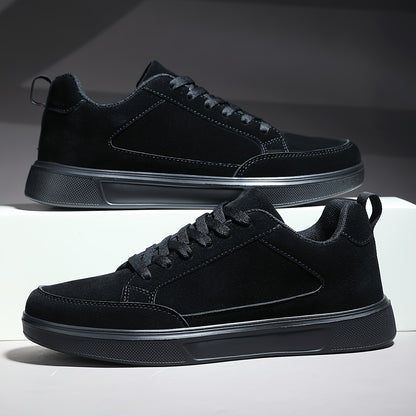 Men's Classic Black Sneakers - Comfortable, Breathable & Stylish Lace-Up Casual Shoes for Outdoor Activities - ayq