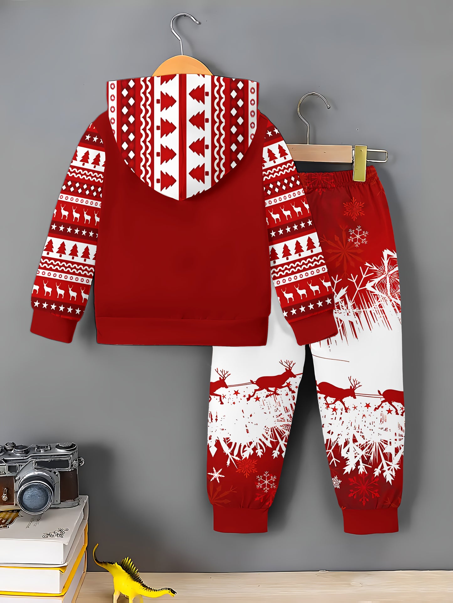 Christmas children's hooded sports outfit, cute girl's spring-autumn casual outfit, suitable as a birthday gift or daily children's clothing set, Perfect for Outdoor