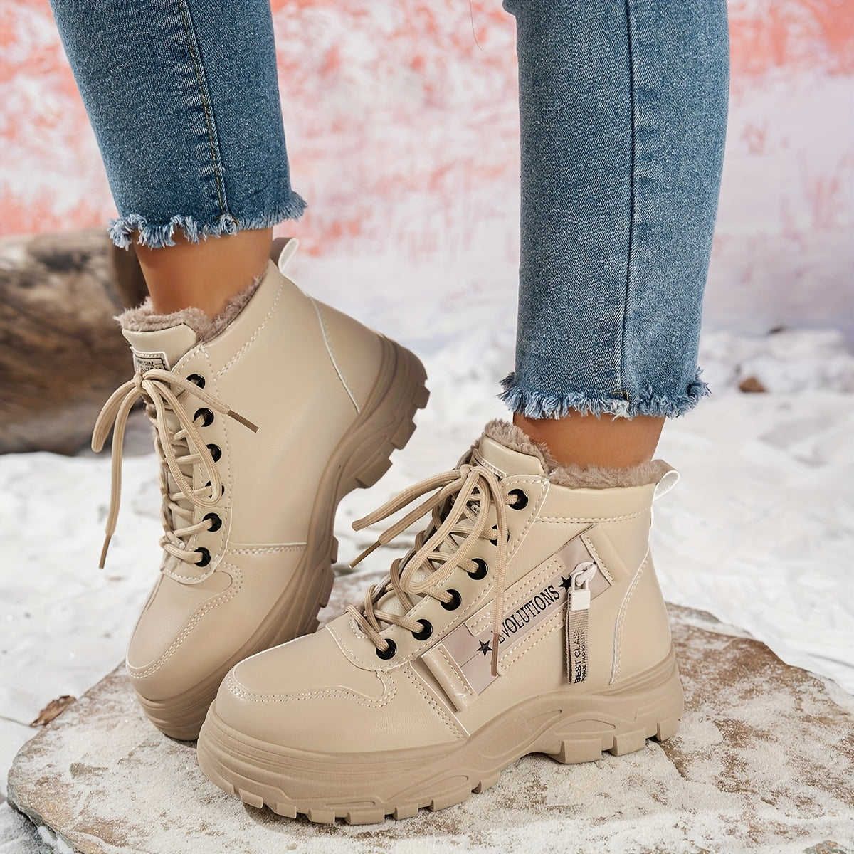 Women'S Winter Snow Boots - Warm Lined, Non-Slip, High-Top Outdoor Casual Shoes with Ribbed Cushioning, Black, Perfect for Cold Weather Activities, Winter Footwear | Stylish Winter Boots | Durable Footwear