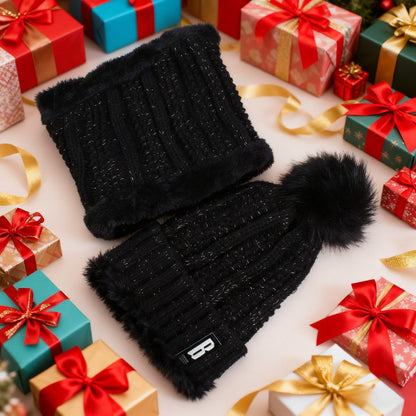 2pcs Winter Essentials Set - Thick Plush Pom Bucket Hat & Fleece-Lined Scarf | Windproof, Warm Beanie for Men & Women | Hand Wash Only, Winter Clothes, Cold Weather Gear, Cozy Headwear, Soft Texture, Stylish Headgear, Outdoor