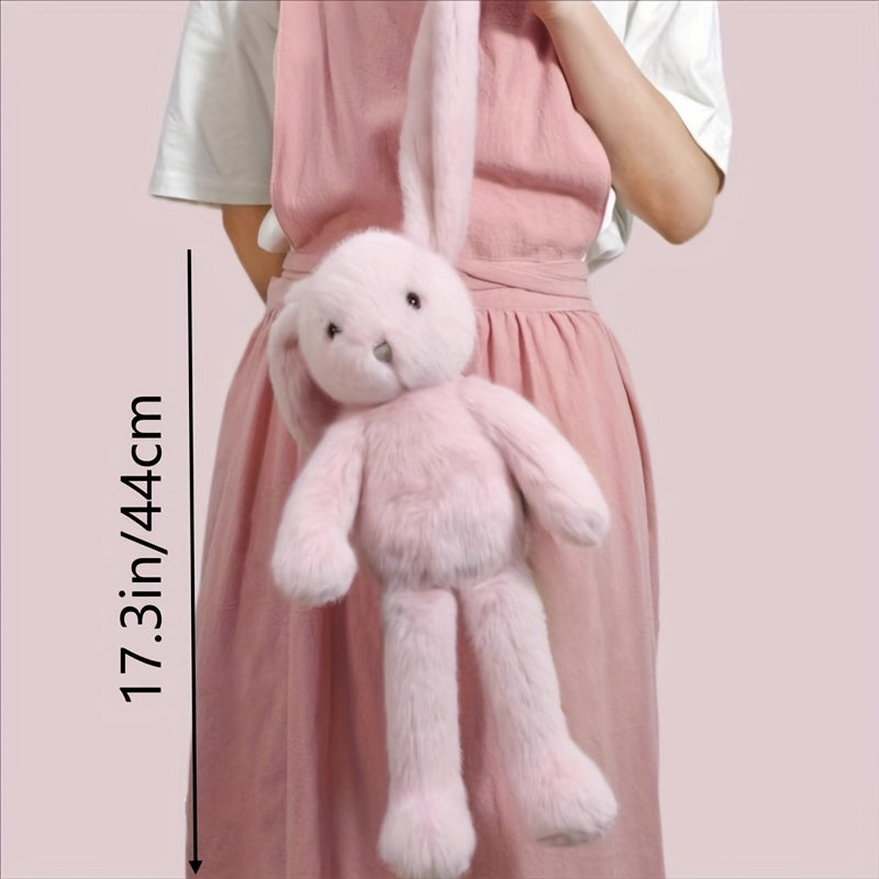 44cm/17.3in Cute Long-Eared Pink Candy Rabbit, Floppy Ears Plush Toy, Soft Plush Cartoon Bunny Doll, Easter Bunny Doll Easter Gift Valentine's Day Gift Christmas Gift