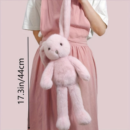 44cm/17.3in Cute Long-Eared Pink Candy Rabbit, Floppy Ears Plush Toy, Soft Plush Cartoon Bunny Doll, Easter Bunny Doll Easter Gift Valentine's Day Gift Christmas Gift