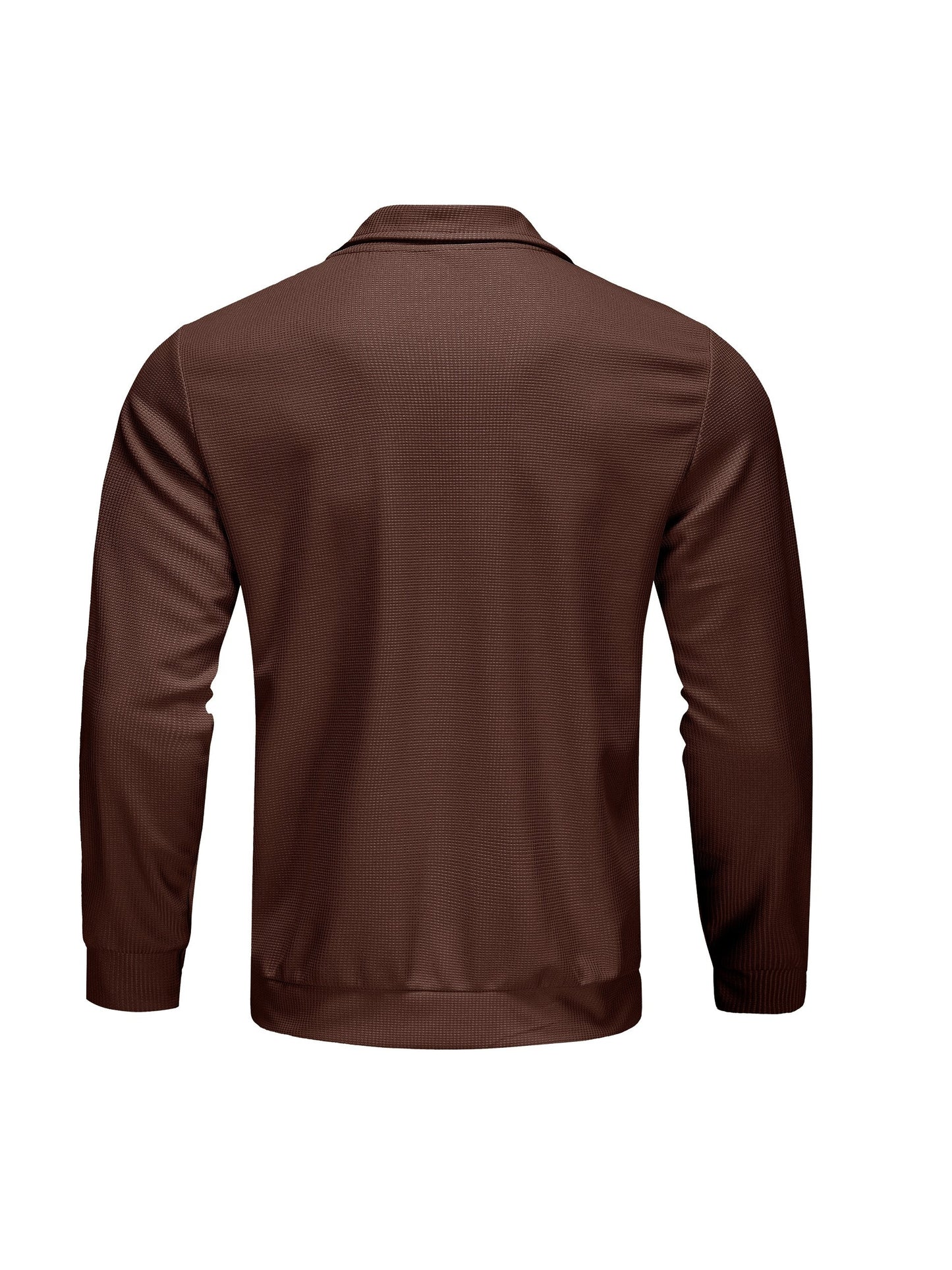 1pc Men'S Casual Polyester Zip-Up Jacket with Lapel Collar, Solid Color, Slight Stretch, Woven Fabric, Regular Fit, No Lining - Spring/Fall Outerwear