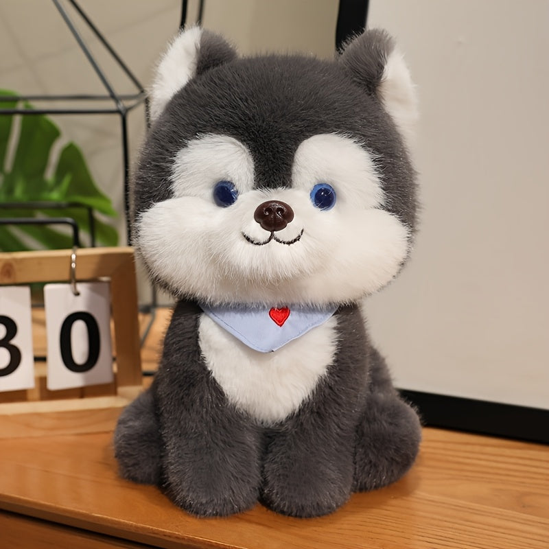 25cm/9.84in Cute Cartoon Husky Dog Plush Toy, Super Soft Stuffed Animal, Perfect Cuddly Gift for Boys and Girls, Birthday Party or Holiday Home Decor