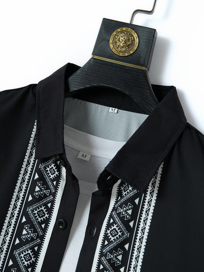 Men'S Two-Piece Set Consisting of a Casual Short-Sleeve Button-Up Shirt And Drawstring Pants, Perfect for Summer Wear.