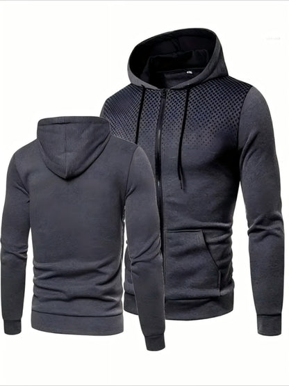 Men's Polyester Hoodie Zipper Sweatshirt for Fall Sportswear