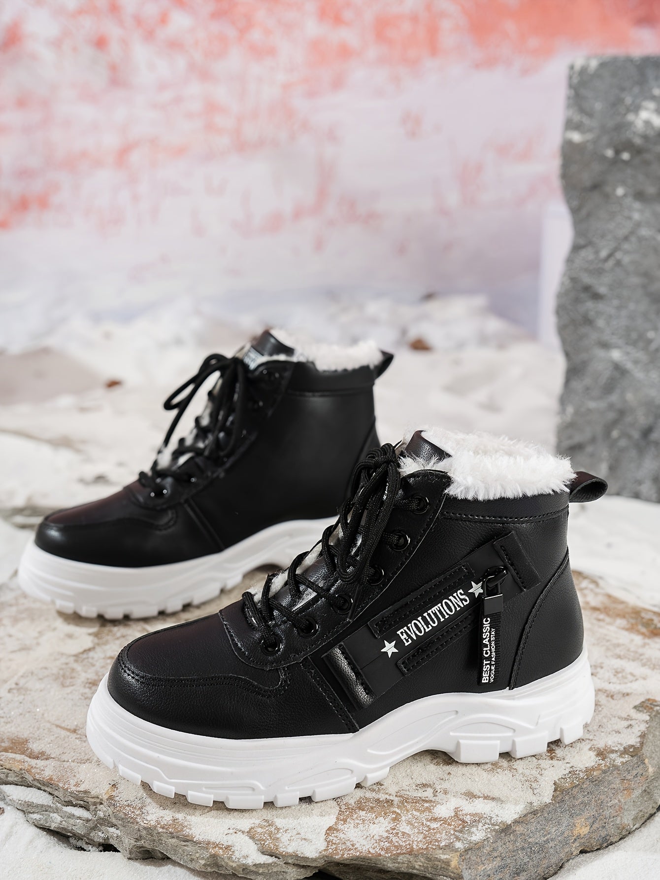 Women'S Winter Snow Boots - Warm Lined, Non-Slip, High-Top Outdoor Casual Shoes with Ribbed Cushioning, Black, Perfect for Cold Weather Activities, Winter Footwear | Stylish Winter Boots | Durable Footwear