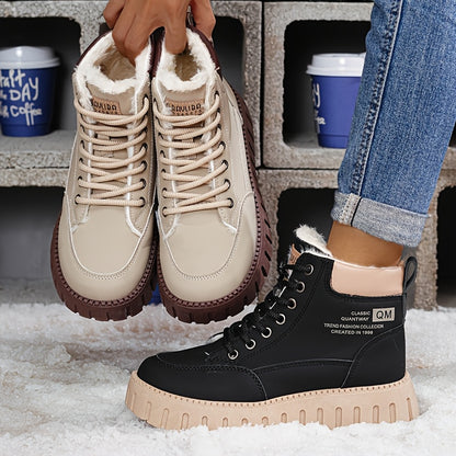 2025 Winter Fashionable Versatile Warm  Boots for Women: High-Top Plush Lined Casual Shoes with Thick Sole, Lightweight and Comfortable Design in Various Colors