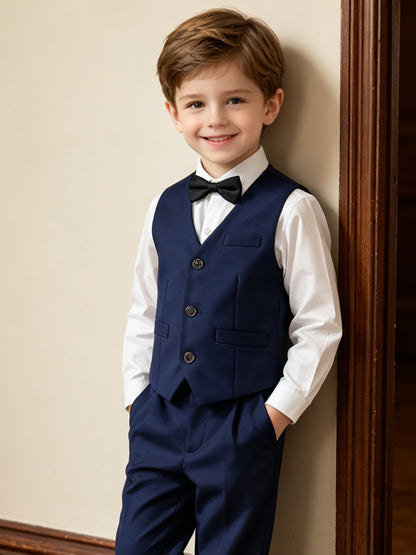 Boys' Gentleman's Vest Set with Pants and Bow Tie, Classic Style