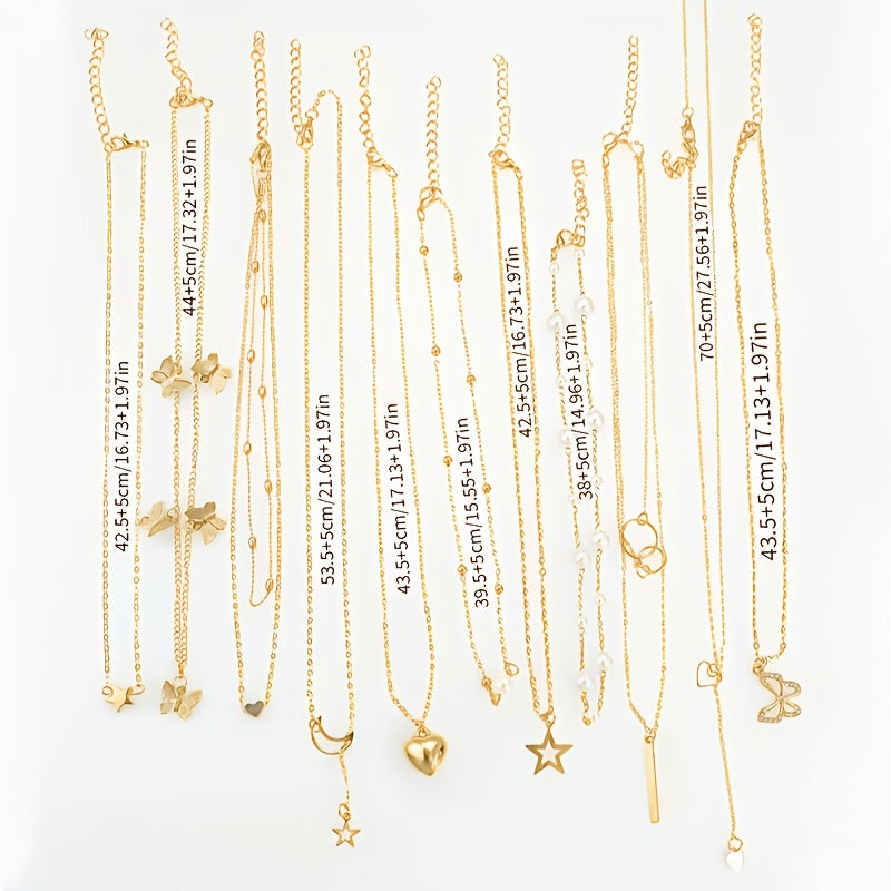 Unisex Boho Multi-layer Choker Set with Butterfly & Star Charms