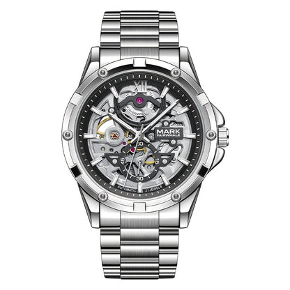 Men’s Mechanical Hollow Skeleton Watch Stainless Steel Business Style