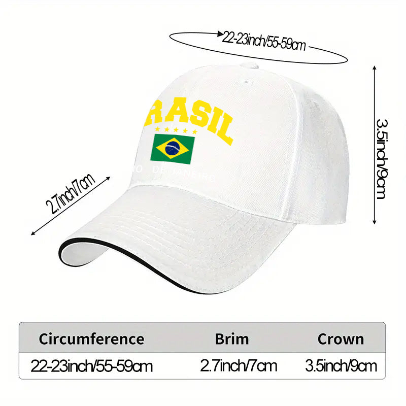 Adjustable Brazilian Flag Cap for Sports Fans, Lightweight & Trendy