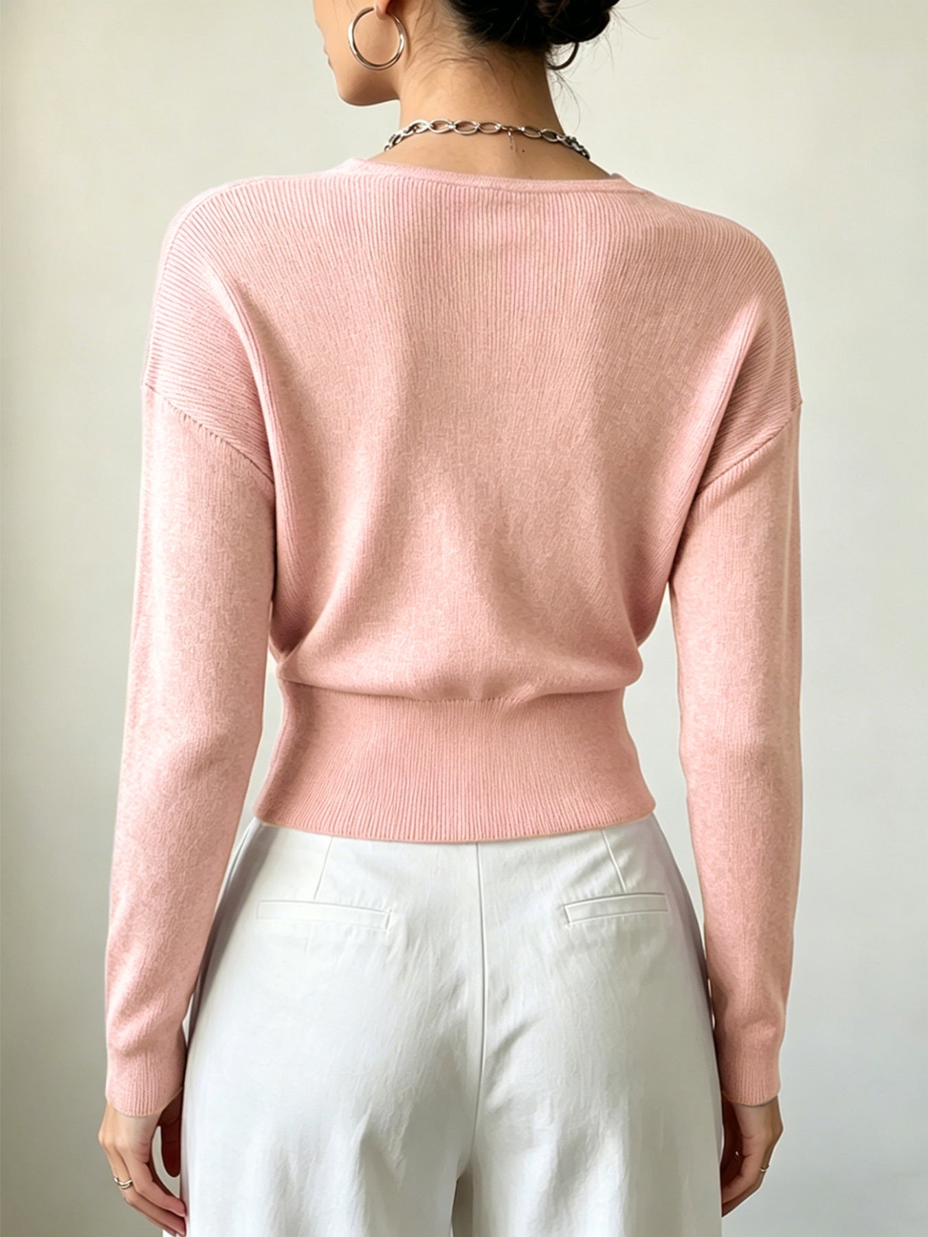 Women's Elegant Cross-Collar V-Neck Pullover Knitwear for Fall/Winter
