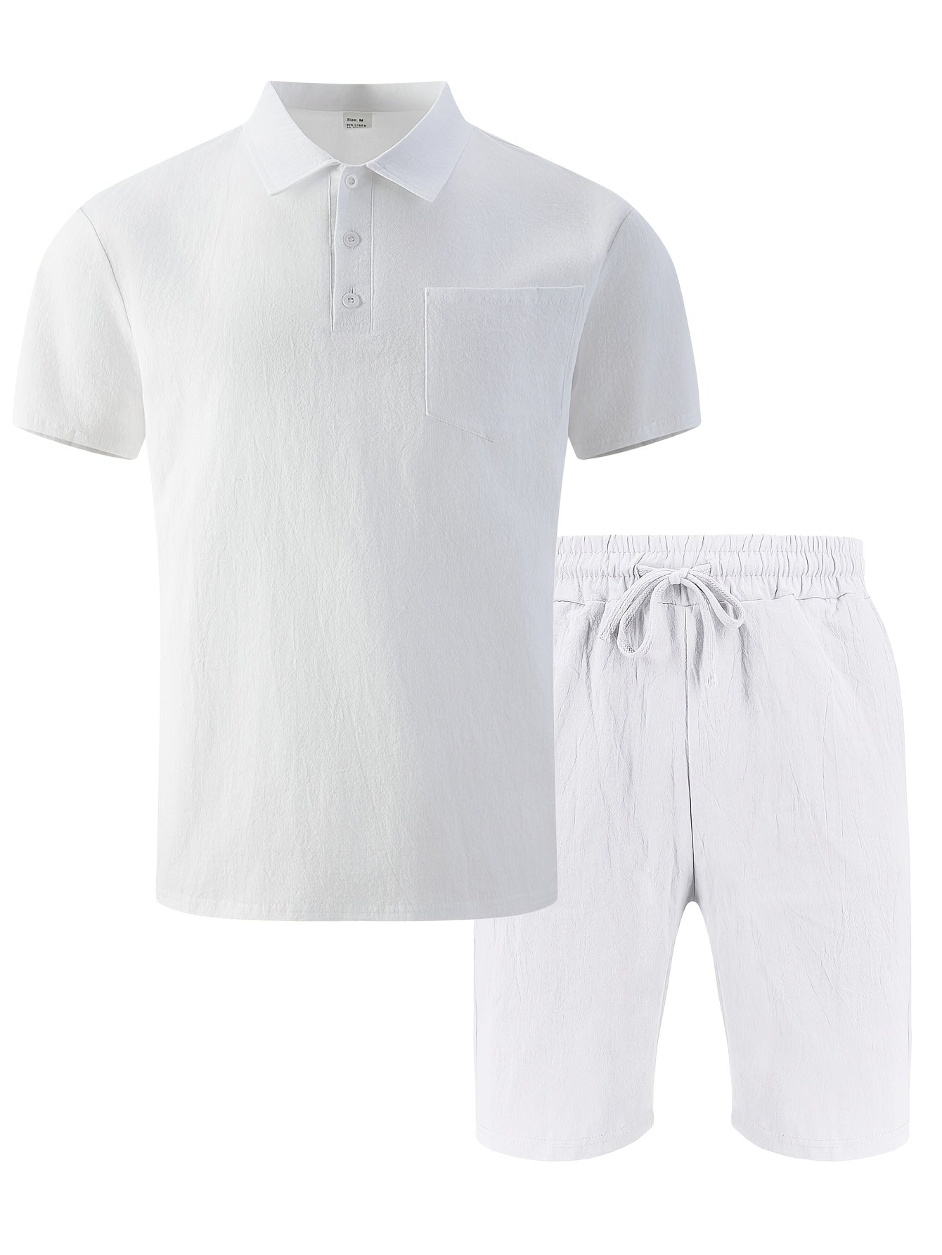 Men's Casual Linen Polo Shirt & Loose Shorts Set for Summer