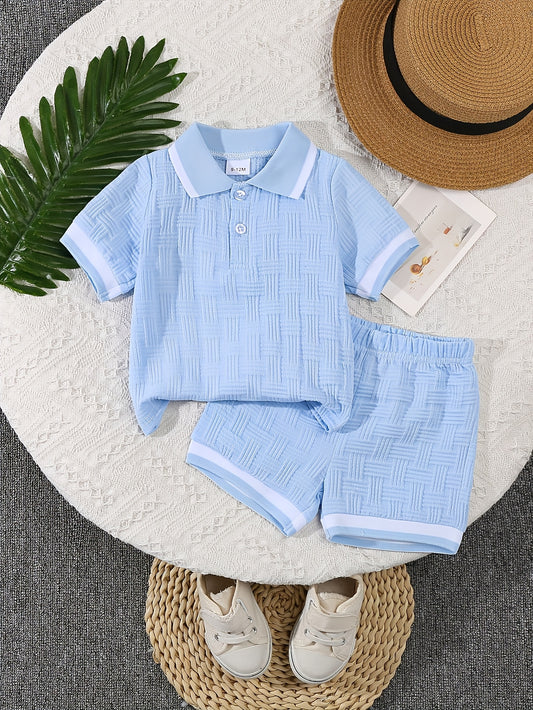 Baby Boy Summer Polo Collar Top & Pants Casual Set - ayq