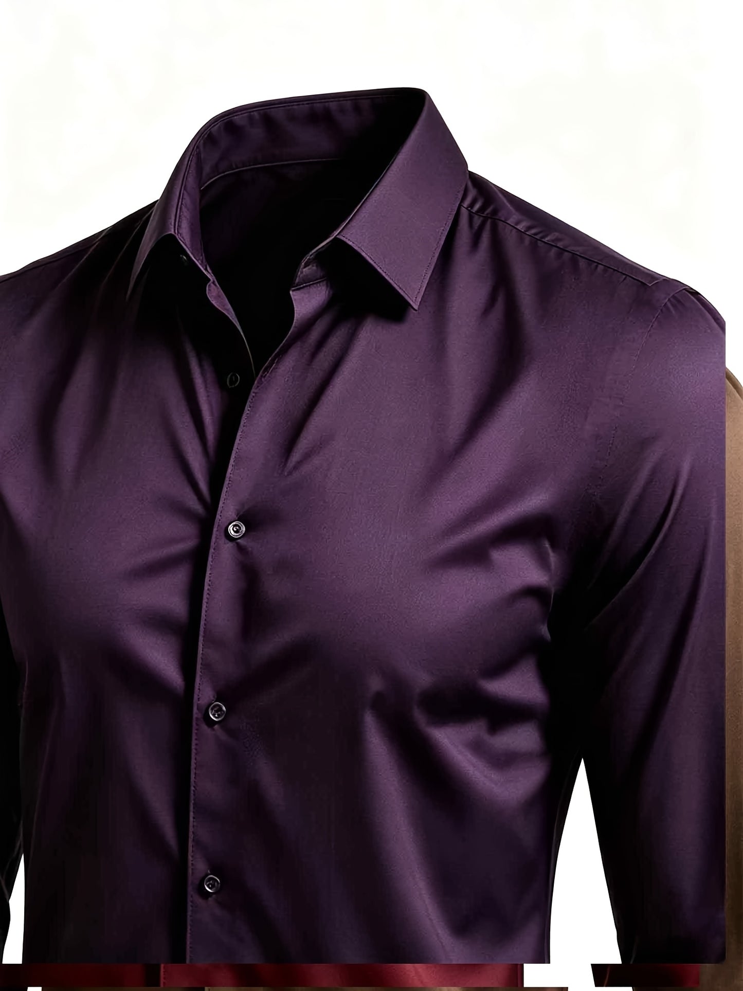 Men's Casual Long Sleeve Button-Up Solid Color Shirt