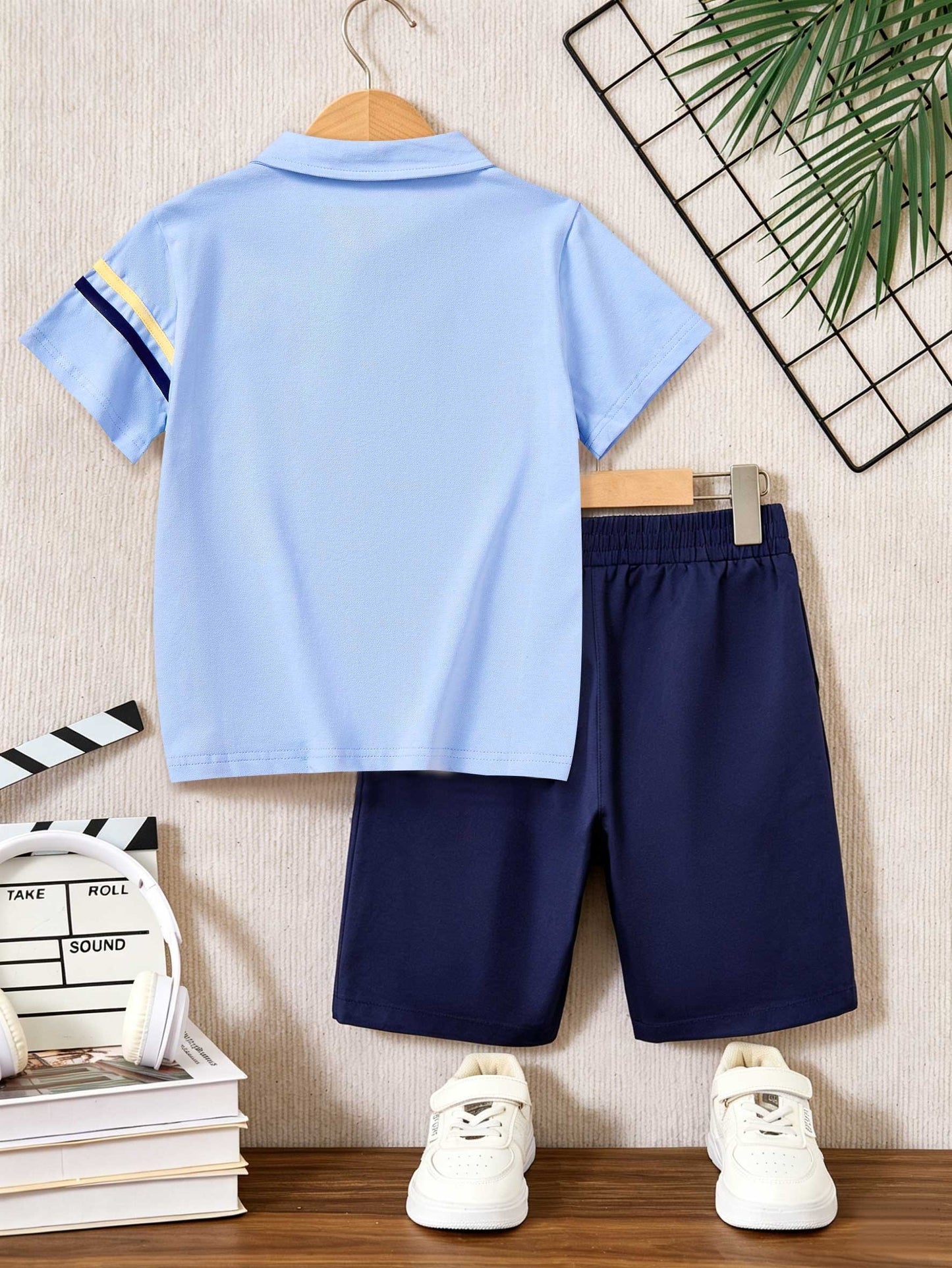 Boys' Summer 2-Piece Cotton Shorts Set with Polo T-Shirt