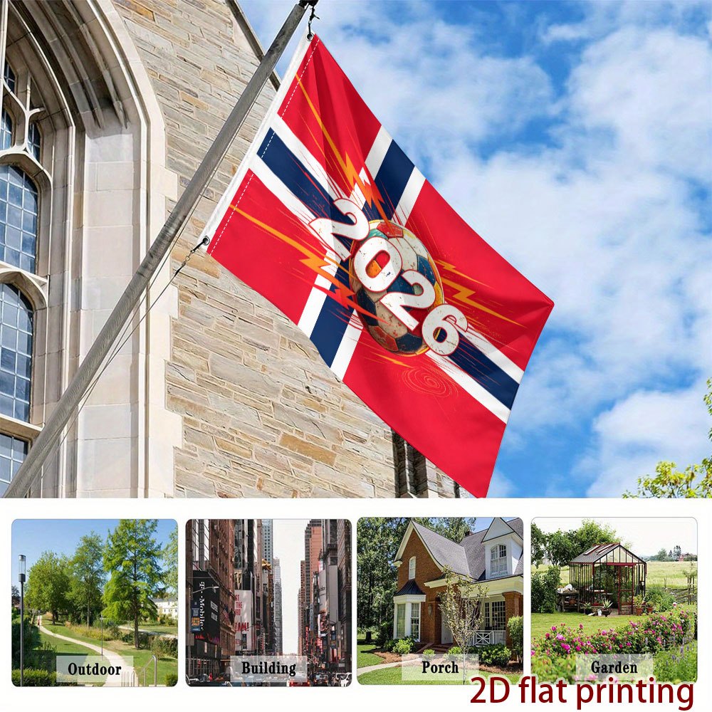Norwegian 2026 Football Fan Banner - Single-Sided Polyester