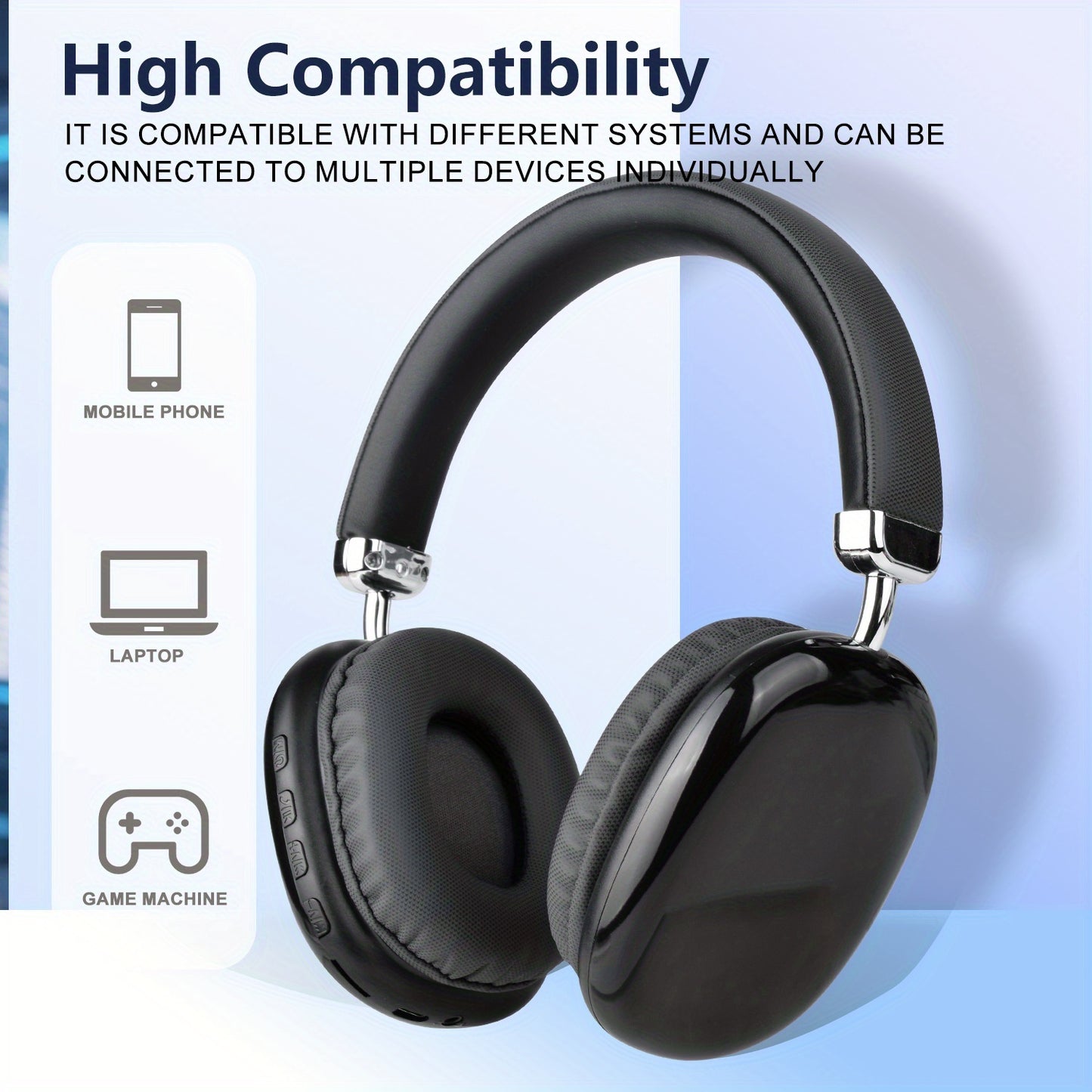 Wireless Over-Ear Headphones with Mic and Type-C Charging