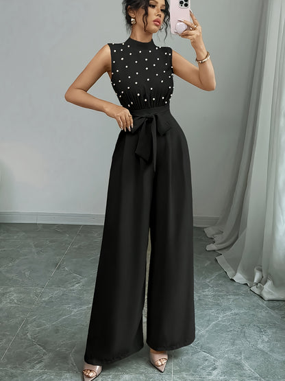Sleeveless High-Neck Wide-Leg Jumpsuit