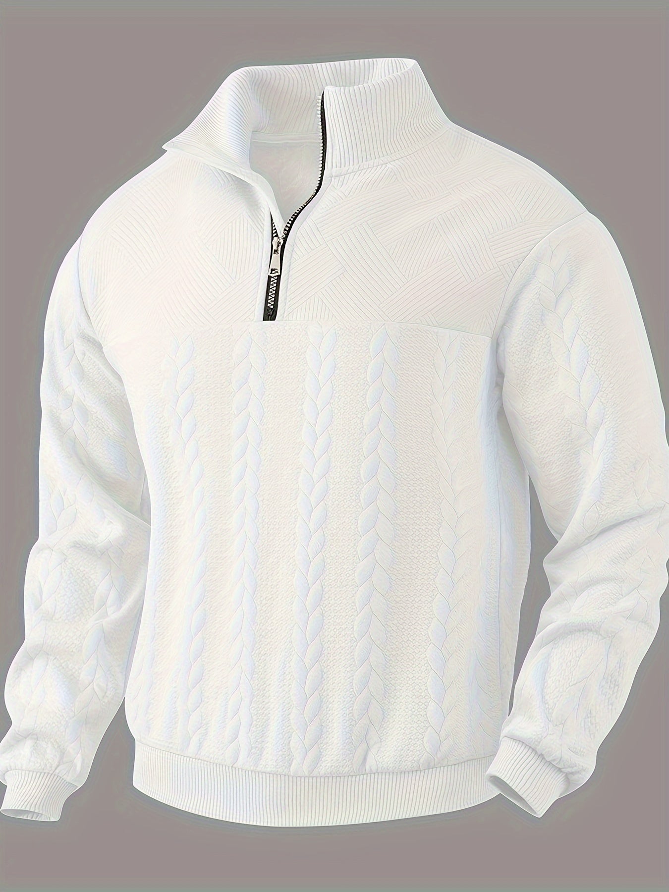 Cross-Border American Retro Casual Stand-Up Collar Zip-Up Loose Knitted Heavyweight Patchwork Jacquard Long-Sleeve Sweatshirt for Autumn And