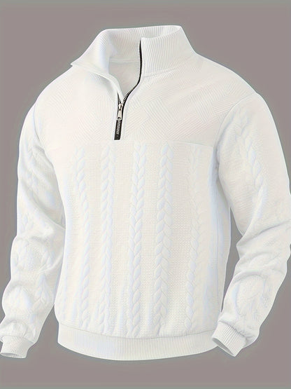 Cross-Border American Retro Casual Stand-Up Collar Zip-Up Loose Knitted Heavyweight Patchwork Jacquard Long-Sleeve Sweatshirt for Autumn And