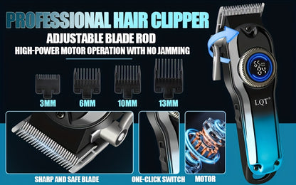 LQT 1/2/3pcs Professional Salon Hair Clipper Set, Including Hair Clippers, T-Shaped Trimmers, Beard Trimmers And Electric Shavers, with Eight Limit Combs, Compact Design, Zero-Gap Precision Trimming, to Meet The Needs of Barb - ayq