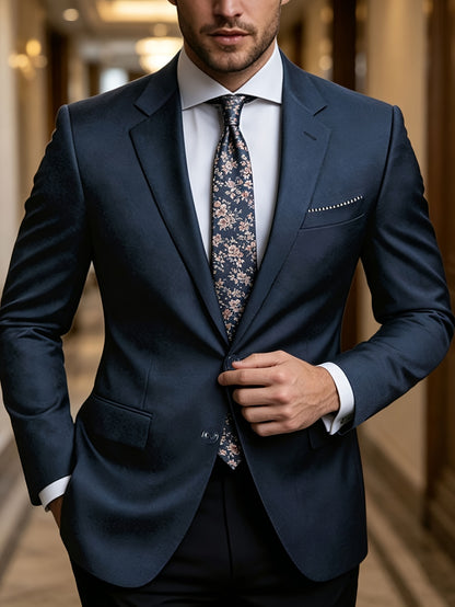 Men's Classic Skinny Fit Work Suit Jacket with Notch Lapel