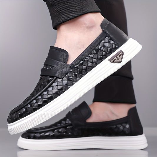 Men's Casual Slip-On Loafers in Microfiber Synthetic Leather