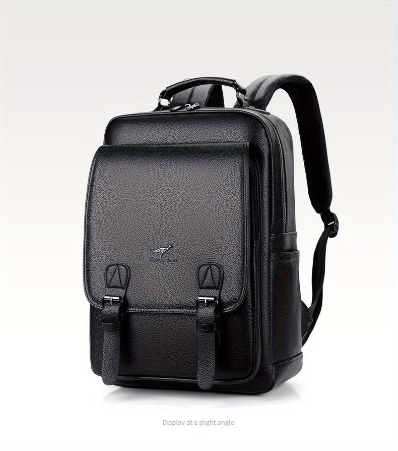 Stylish Men's Backpack - Multifunctional, Large Capacity for 39.62cm Laptop, Business  Travel Ready, Durable PU Material