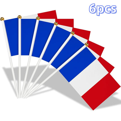 French Hand-Waving Flags 12/6 Pack for Sports & Party Decor