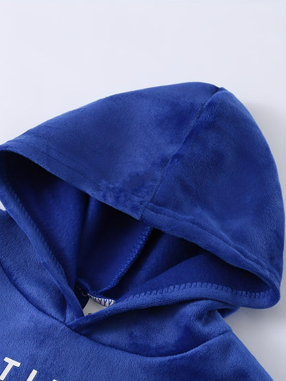 Kids Stylish Sports Outfits, Trendy Letters Print Long Sleeve Hoodie Pants Set, Baby Boy's Autumn And Winter Clothes, Outdoor Cloth