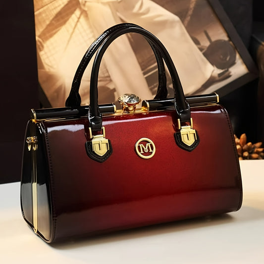 Vintage Red Crossbody Bag for Women with Rhinestone Detail