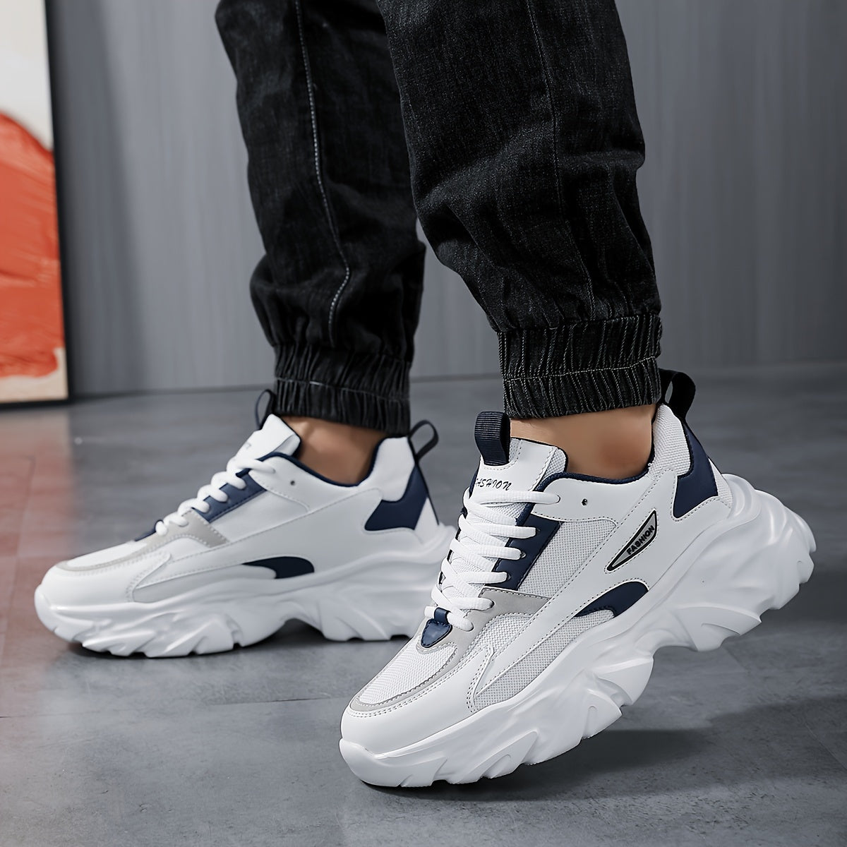 Men'S Comfortable And Breathable Casual Thick-Soled All-Season sneakers, Lightweight Outdoor Trendy Versatile Front-Laced Running Shoes - ayq