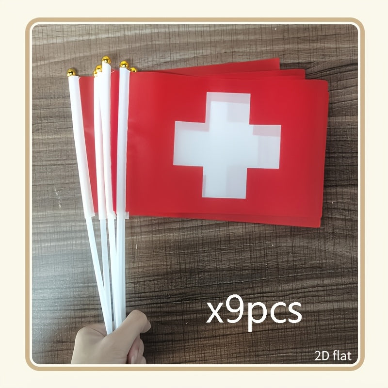 Mini Switzerland Handheld Flag - 2D Polyester Garden & Party Decor