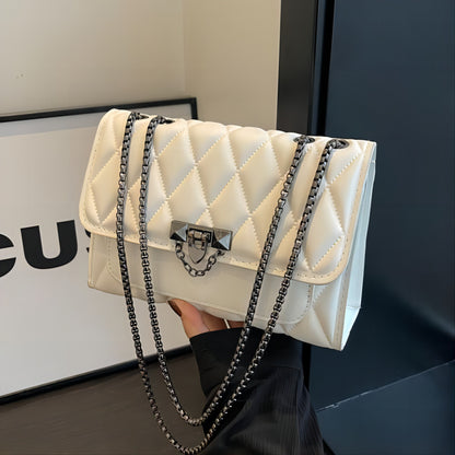 Ladies' Casual Large-Capacity Tote Bag - Can Switch Between Shoulder And Crossbody, Features a Textured Lock Closure, Elegant Small Square Design, Durable Lining - Suitable for Both Casual And Formal Occasions, a Travel Essen