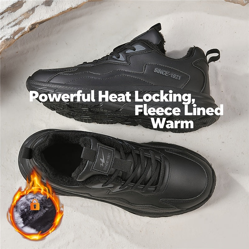 Men's Heavy-Duty Thermal Winter Snow Boots - -like Low-Top Ankle Boots with Lace-Up Closure, Arch & Traction Tread - Warm Outdoor Shoes for Driving, Ice & Snow - All-Terrain Use (Casual/Snow/Slush) - Comfortable & Durable - I