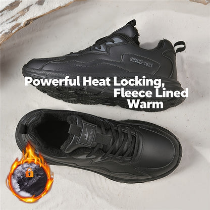 Men's Heavy-Duty Thermal Winter Snow Boots - -like Low-Top Ankle Boots with Lace-Up Closure, Arch & Traction Tread - Warm Outdoor Shoes for Driving, Ice & Snow - All-Terrain Use (Casual/Snow/Slush) - Comfortable & Durable - I