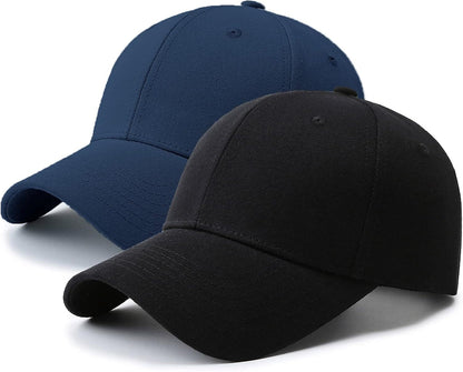 2 Pack Lightweight Baseball Caps for Men & Women - 100% Polyester Golf Dad Hats with 6-Panel Design, Breathable Unisex Casual Hats for Father’s Day, Golf, Sports & Outdoor Activities (Grey & Black), Father's Day Gift, Versa