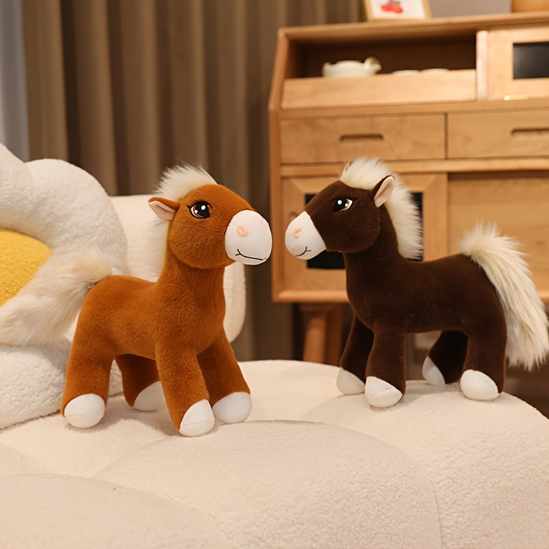 Simulation Horse Plush Toys 20cm/7.87" Soft Stuffed Plush Animal Toy Education Prop Toys for Students Home Room Sofa Decorations
