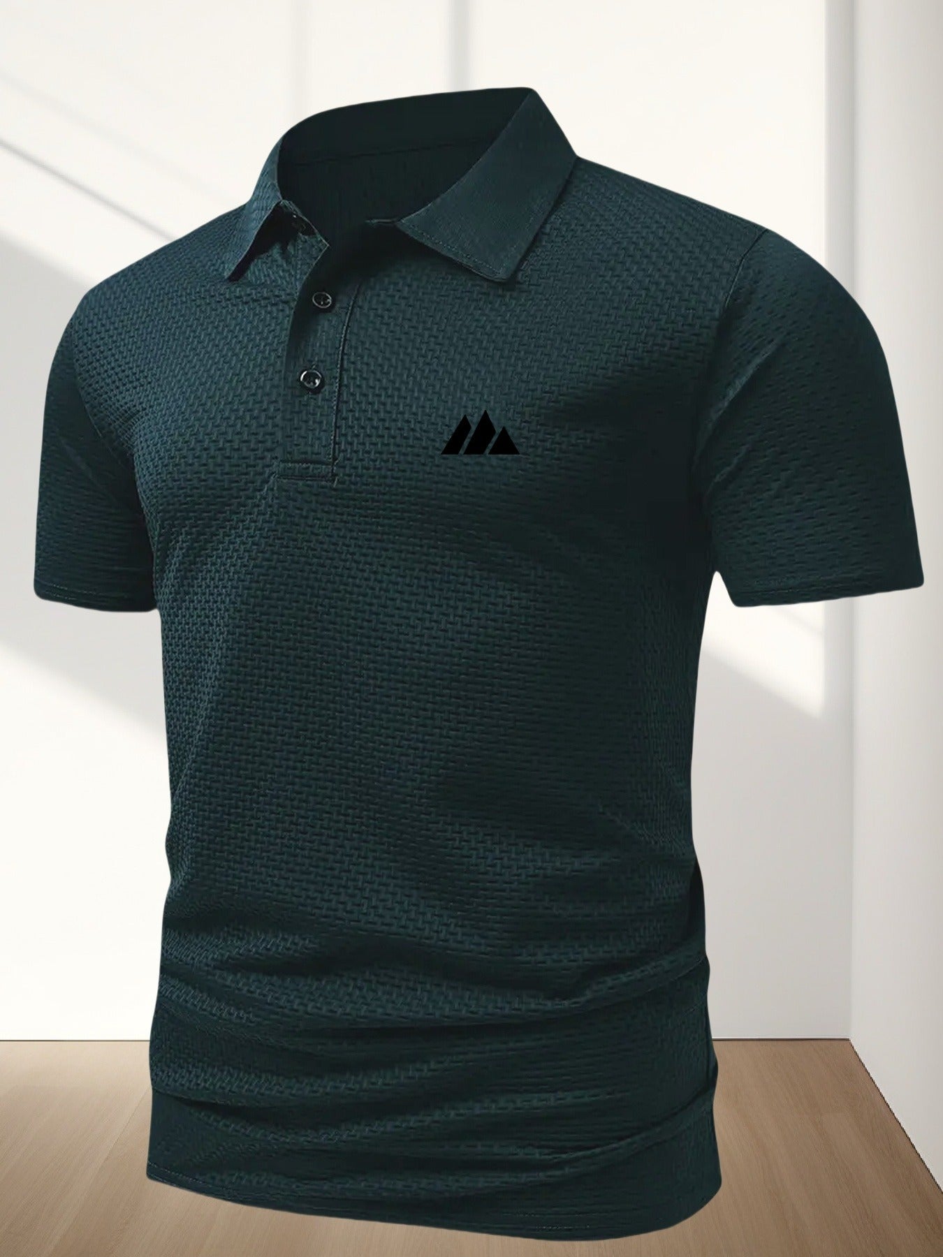 FS1128 Style Men'S Jacquard Polo Shirt with Unique Print Patterns, Casual Short Sleeves, Summer Fashion, Breathable Embossed Top, a Perfect Gift - ayq