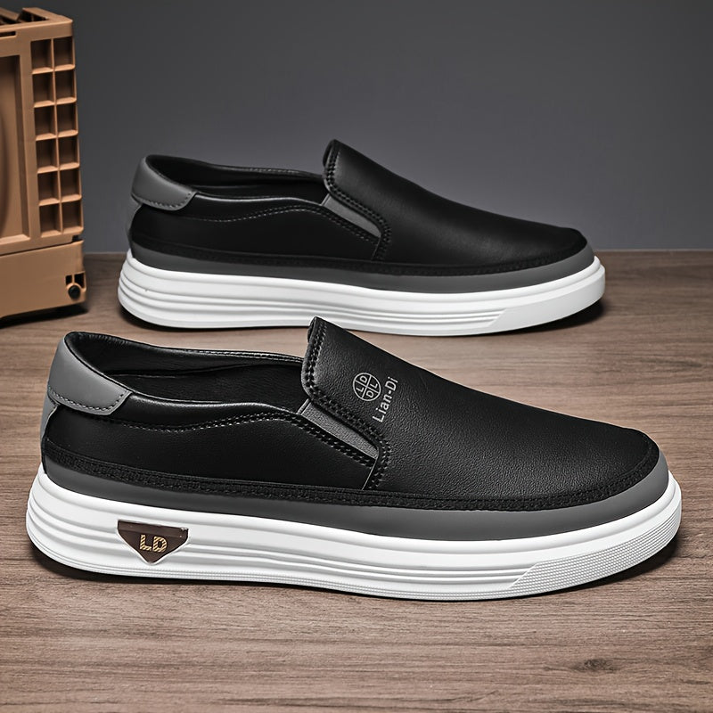 Men's Casual Slip-On Shoes - Lightweight PU, All-Season Comfort