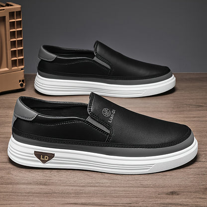 Men's Casual Slip-On Shoes - Lightweight PU, All-Season Comfort