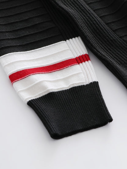 New Fashion Men'S Long-Sleeve Pullover with Contrasting Striped Knit from Tie Mu Zhen OBM.